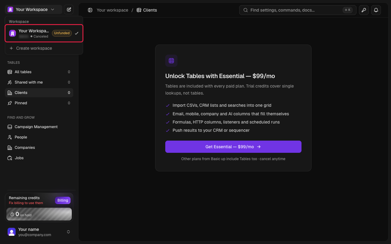 Sidebar workspace switcher